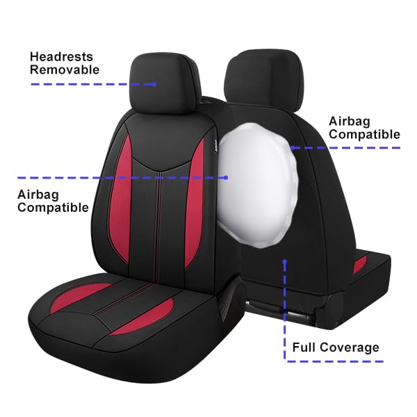 Caromop Neoprene Car Seat Cover 2 Front Seats, Waterproof Seat Covers For Cars, Universal Fit For Most Car Interior Covers-Sedan
