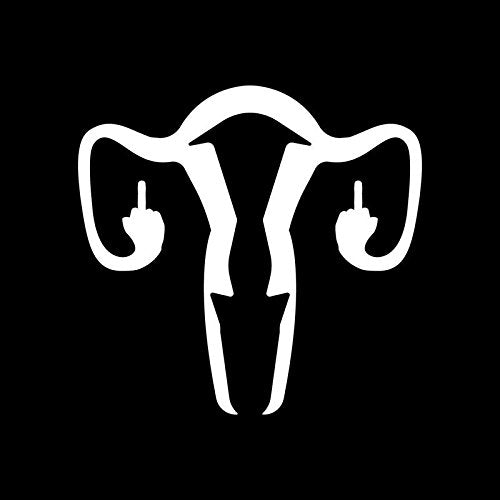 Ovary Flipping The Bird Vinyl Decal Sticker | Cars Trucks Vans SUVs Windows Walls Cups Laptops | White on Black Background | 5.5 x 5.2 Inches | KCD2180