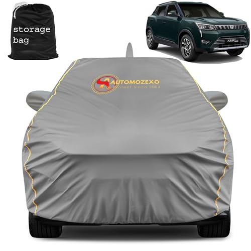 Automozexo Mahindra Xuv300 Car Cover With Mirror & Antena Pocket Waterproof Inner Cotton Layer Adjustable Belt Bottom Elastic Tr