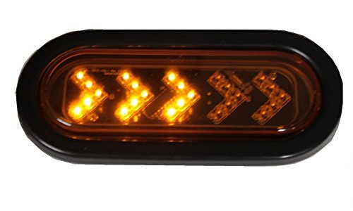 Radiant LED Sealed 6 7/16 Oblong Arrow Turn Signal Light Kit Amber with Sequential Light, Grommet and Plug Truck Trailer RV