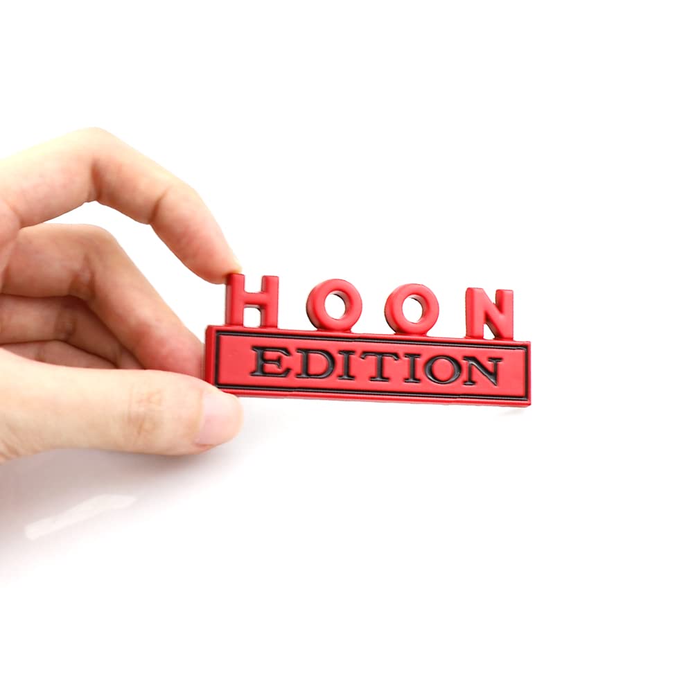 2 Pcs Hoon Edition Emblem Car Side Rear Front Hood Trunk Door Badge 3D Decal Sticker Fit For Car Truck Suv (Hoon, Red)