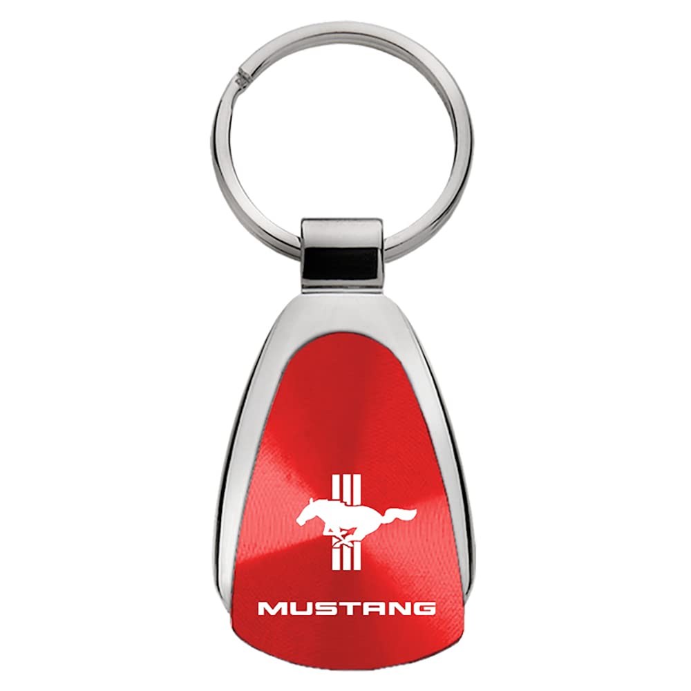 AuTOMOTIVE GOLD, INC. Officially Licensed Red Teardrop Key Chain for Ford Mustang TriBar