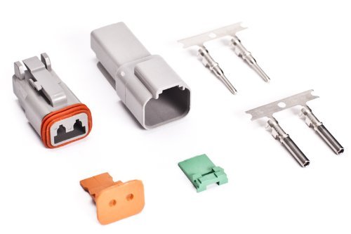 Deutsch 2-Pin Connector Kit With Housing, Pins & Seals Crimp Style Terminals, 14-16 Gauge