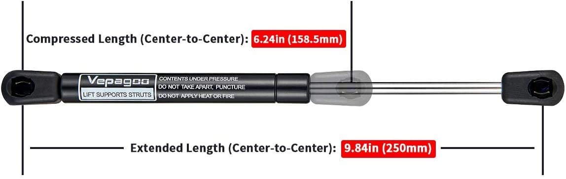 10 Inch 22.5 Lb/100N Gas Shock Spring Strut For Cabinet Door Toy Tool Box Lid, Set Of 2 Vepagoo