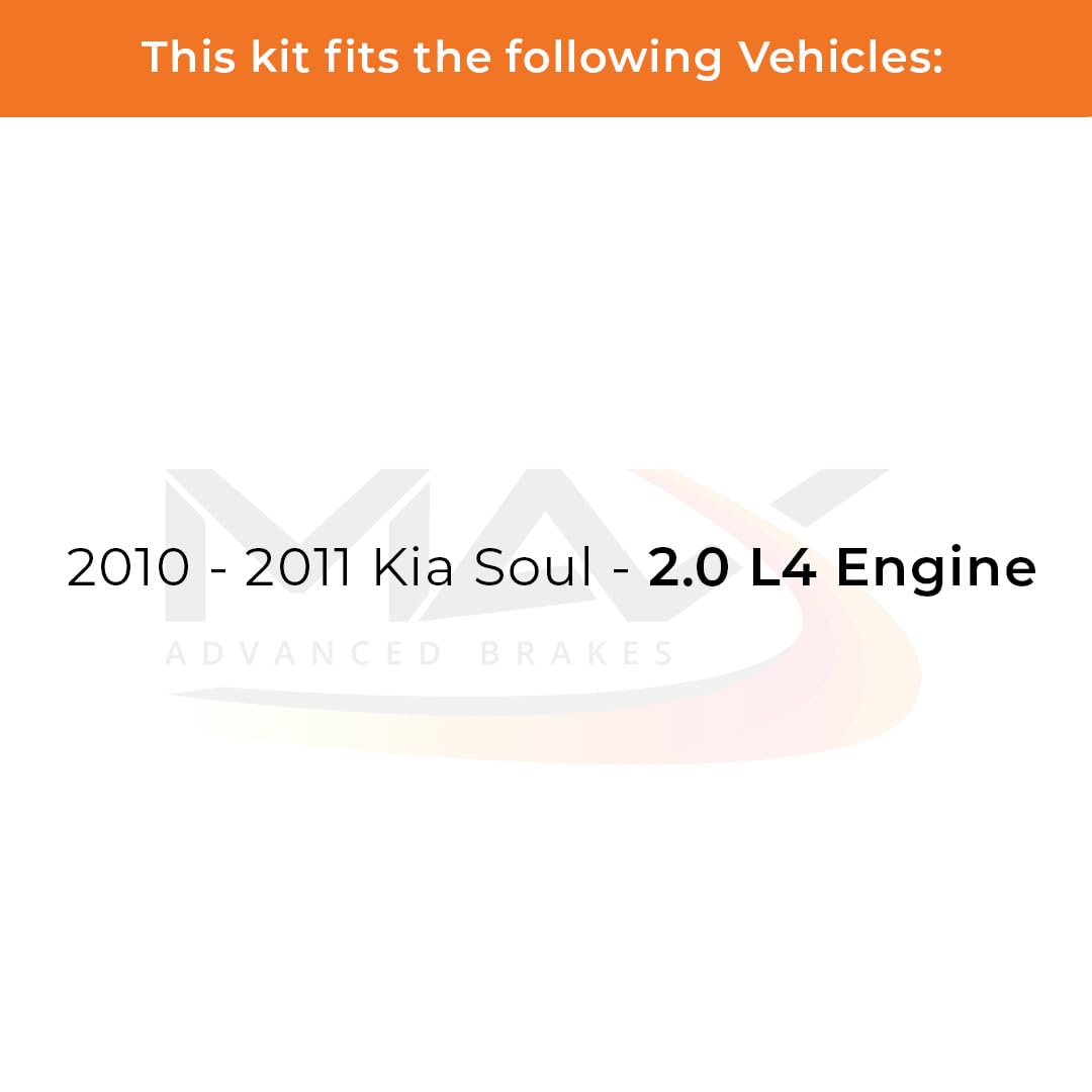 Max Advanced Brakes Front Brake Kit Compatible With 2010 2011 Kia Soul 2.0 L4 Engine Replacement Drilled Slotted Black Coated Di