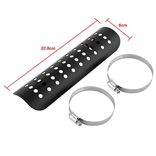Vgeby Motorcycle Exhaust Heat , Chrome Exhaust Muffler Pipe Heat Cover Heel Guard (Black) Motorcycle Exhaust Heat Cover