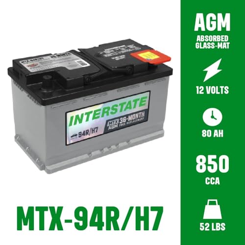 Interstate Batteries Automotive Battery 12V 80Ah (Group Size H7, 94R) 850CCA SLI AGM Automobile Replacement Battery for Cars, SU