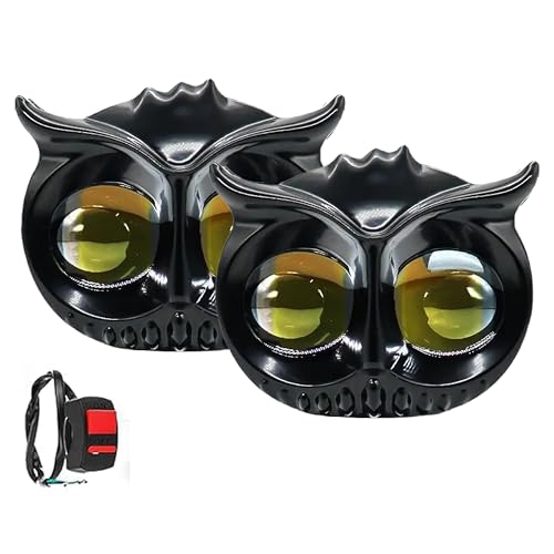 Aksmit Mini Driving Owl Led Light Projector Fog Light With White/Yellow + Flasher Light, 4 Modes For Bikes And Scooty (Set Of 2,