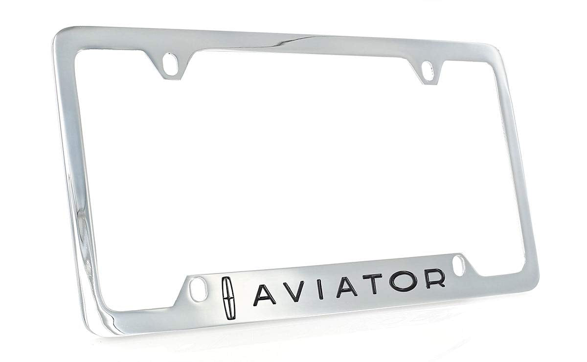Lincoln Aviator Wordmark Logo Chrome Plated Metal License Plate Frame Holder 4 Hole