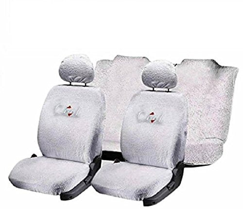 REXBURG Cotton Sweat Control Towel Fabric Car Seat Covers (White) for All Seats Compatible with Renault Kiger (Year 2021 Onwards