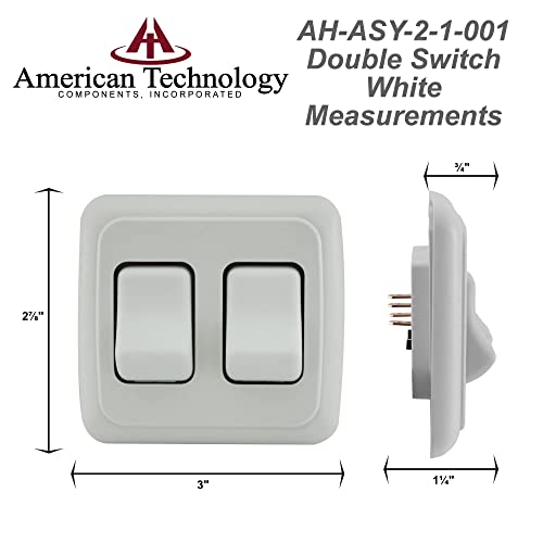 Double Spst On-Off Switch With Bezel, 12-Volt, For Rv, Trailer, Camper (White)