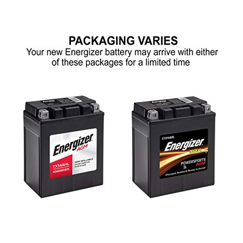 Energizer Tx14Ah Agm Atv And Utv 12V Battery, 210 Cold Cranking Amps And 12 Ahr, Replaces: Ytx14Ah-Bs And Others