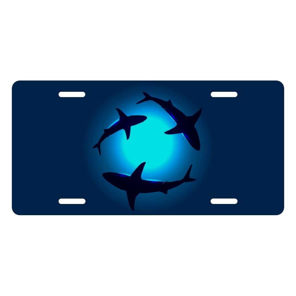 Muishi Peaceful Sharks Decorative License Plate, Vanity Tag, Metal License Plate, Aluminum Novelty License Plate Home Decor for 