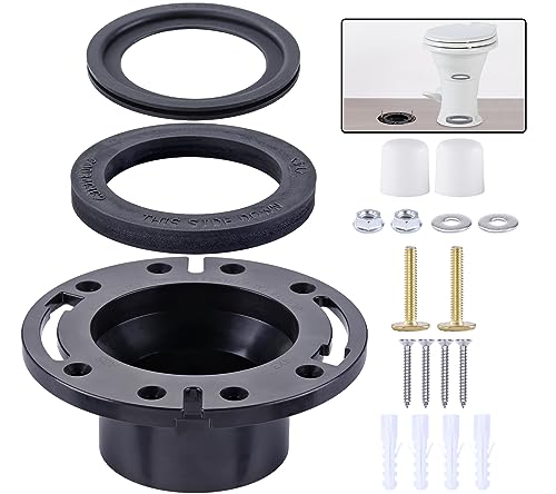 Boeemi Rv Toilet Seal And Rv Toilet Flange Kit, Designed For Rv 300/310/320 Toilets, Replaces 385345892 Rv Floor Flange And 385311658 Flush Seal And 385311652 Base Seal, 3 In 1 Combo Kit - Black