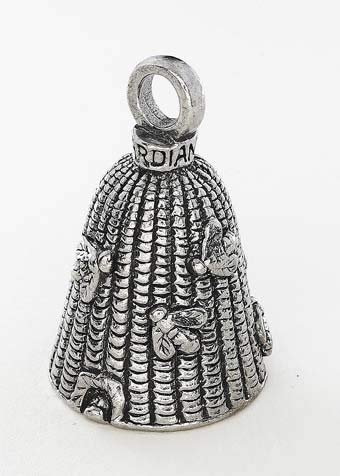 Guardian Bell Bee Skep Good Luck Bell W/Keyring & Black Velvet Gift Bag | Motorcycle Bell | Lead-Free Pewter | Good Luck Gift To Friends & Family | Bike Bell | Made In Usa