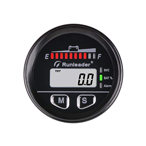 Runleader 12V To 48V Digital Led Battery Capacity Monitor, Hours Volt Meter Gauge - Suitable For Battery Lead-Acid Lifepo4 ''Tro