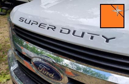 Decal Mods (2017-2022) Hood Grille Decal Sticker Letter Inserts Inlays (Thin) For Ford F250 F350 F450 Super Duty (Orange Reflect