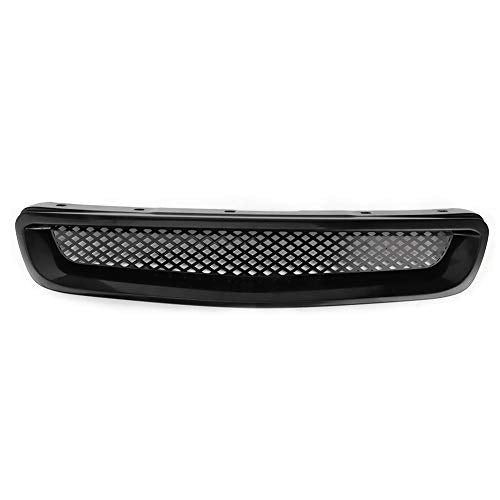 Kimiss Front Hood Bumper Grille Intake Mesh Abs Black Grill Fits For Honda Civic 1999-2000