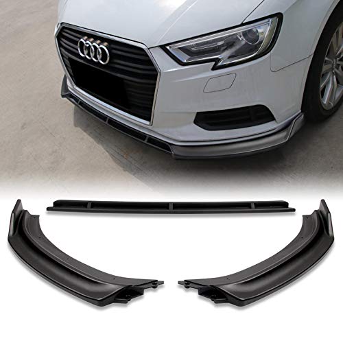 Eparts Front Bumper Spoiler Lip 3Pcs Abs Compatible With 2017 2018 2019 2020 Audi A3, Car Exterior Accessories, Auto Air Chin Bo