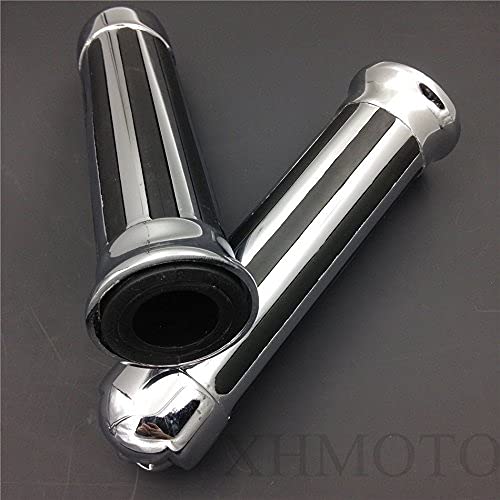Httmt Mt080-25-Cd Chrome Skull Zombie Style Hand Grips 1 Inch 25Mm Handlebar Compatible With Harley Xl 883 Hugger Sportster Cruiser
