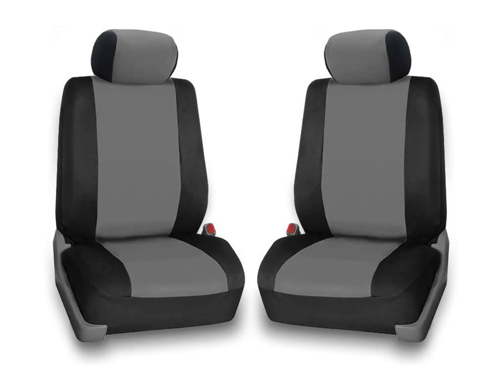 Carscover Custom Fit 2015-2018 Ford F150 F250 F350 Pickup Truck Neoprene Car Front Seat Covers Gray & Black Sides Driver & Passe