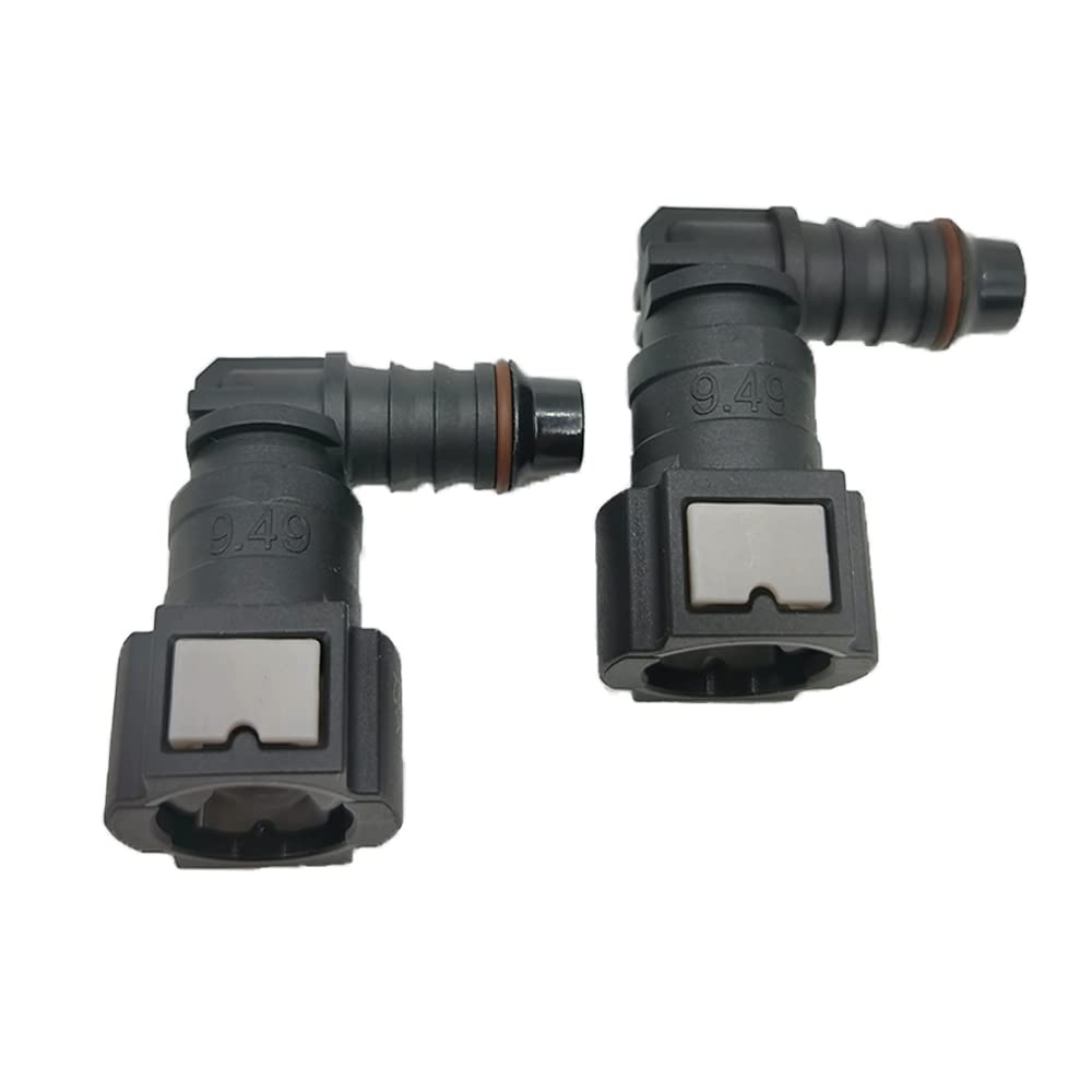 Pack Of 2 Female Bundy To Hose Barb Fuel Line Quick Connector (90° 3/8 To 3/8)