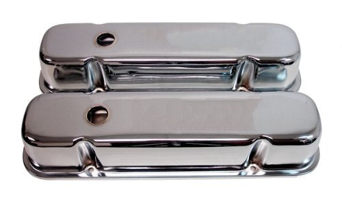1959-79 Compatible/Replacement For Pontiac 301-326-350-389-400-421-428-455 V8 Tall Steel Valve Covers - Chrome