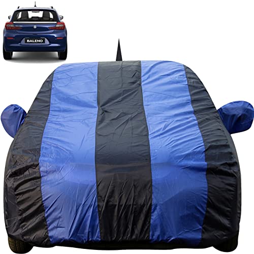Baleno Dustproof Car Cover With Mirror & Antenna Pockets, Royal Blue Stripes, Taffeta Polyster,Triple Stitched, Compatible With