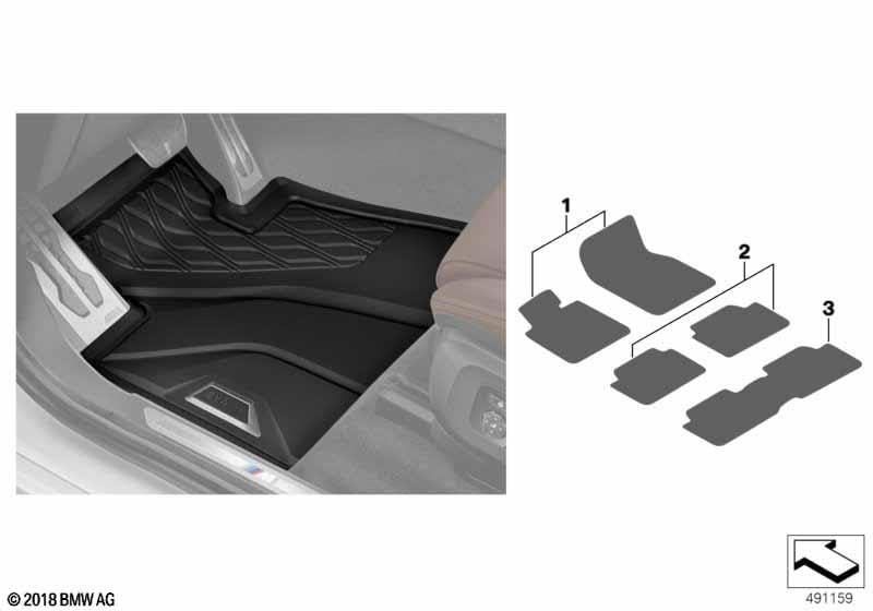 Bmw 51472458558 All-Weather Floor Mat For G07 X7 (Rear, 3Rd Row 7 Seat X7)