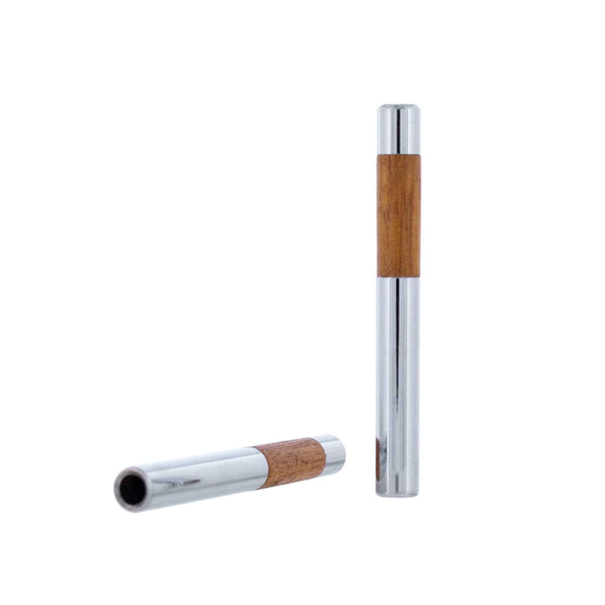 United Pacific 70039 Chrome & Walnut Tube Door Lock Knobs, Chrome Plated, Inside Thread 8-32, Easy Twist On Application - Pack of 2