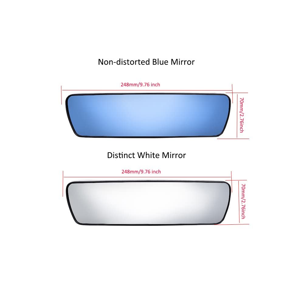 Car Rear View Mirror 9.8 Day/Night Rearview Mirror, Universal Anti-Glare Truck Mirror Interior Suction Cup Wide View Mirror - De