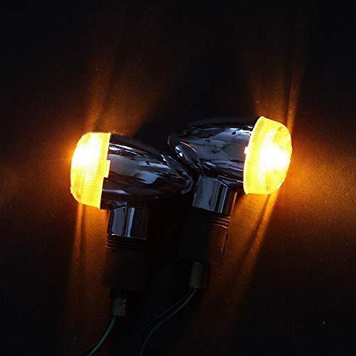 Anxingo 4Pcs Motorcycle Turn Signals Amber Chrome Bullet Front Rear Turn Signal Blinker Indicator Light Replacement For Honda Harley Kawasaki Suzuki Yamaha Motorcycle Cruiser Bobber Chopper