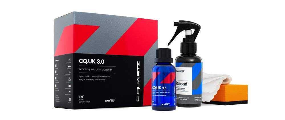 Carpro Cquartz Uk 3.0 - Ceramic Coating For Cars, Quartz Based Nanotechnology, Bonds To Paint, Glass, Metal And Plastic - (50Ml Kit W/Reload 2.0)