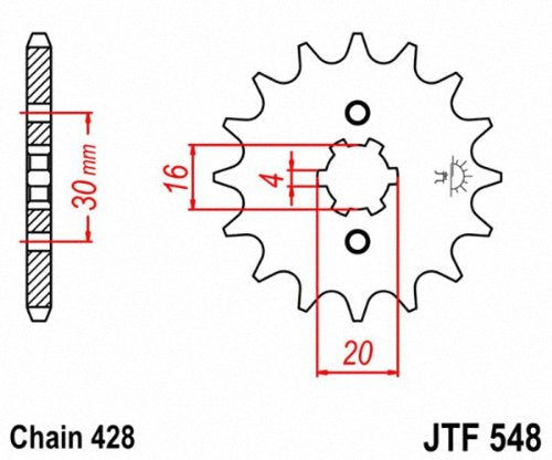 JT Sprockets JTF548.13 13 Tooth Steel Front Countershaft Sprocket, Single
