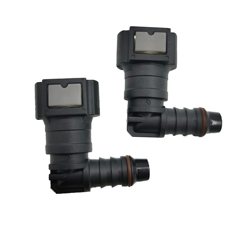 Pack Of 2 Female Bundy To Hose Barb Fuel Line Quick Connector (90° 3/8 To 3/8)