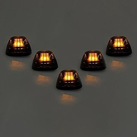 5Pcs Smoke Lens With Amber Led Cab Roof Marker Lights, Roof Top Lamp Running Light Replacement Accessories For Ford 1999-2016 F150 F250 F350 F450 F550 Super Duty Pickup Trucks Suv