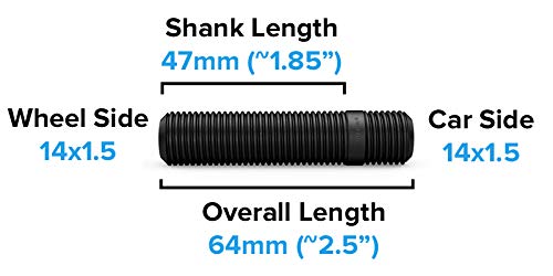 20Pcs - 14X1.5 To 14X1.5 Wheel Stud Conversion - 47Mm Shank Length - Compatible With Audi Volkswagen Tt A3 A4 S4 A5 S5 A6 S6 A7
