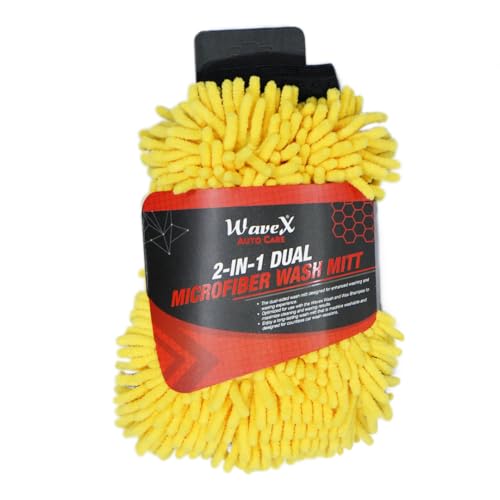 Wavex Microfiber 2In1 Car Wash Mitt  Dualsided For Car Wash & Car Wax  Gentle & Effective Cleaning  Reusable & Machine Was