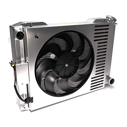 Pfm Radiator, Slim-Fit Universal Series, 25-13/32 In W X 18-1/2 In H X 4 In D, Single Pass, Driver Side Inlet, Passenger Side Outlet, Aluminum, Natural, Manual Transmission, Each