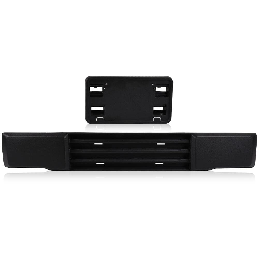 PIT66 Front Bumper & License Plate Bracket, Compatible with 15-17 Ford F150 Grille Trim Panel + License Plate Mount Fascia Cover