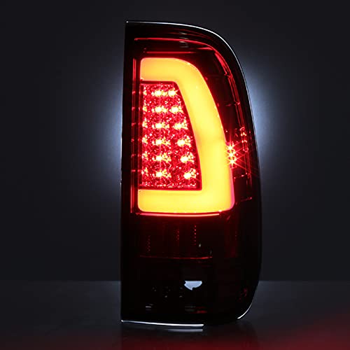 Akkon - For 1997-2003 Ford F150 | 1999-07 F-Series Super Duty Led Tube Style Smoked Taillights Taillamp Pair Set