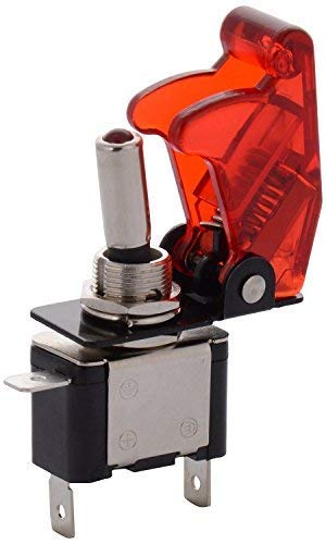 Modaxe Red Color Spst Onoff Toggle Switch With Aircraft Safety Cover For Cars, Bikes, & Other Vehicles