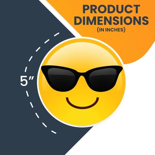 Magnet Me Up Sunglasses Cool Emoticon Emoji Magnet Decal - 5 Inch Round - Cute Self-Expression Decorative Magnetic Decal For Car
