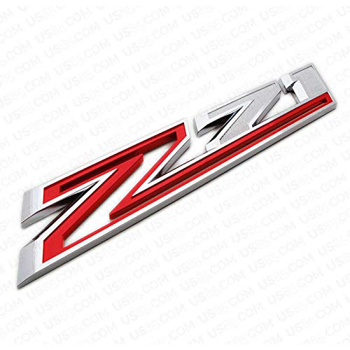 2X Large Size Z71 RH LH Side Fender Emblem Nameplate Badge Decal Replacement for 2019-2021 Chevy Silverado (Chrome Red)