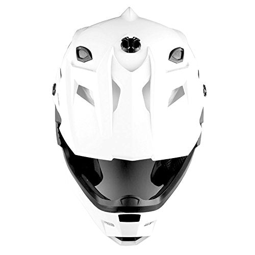 1Storm Motocross Adult Helmet Bmx Mx Atv Dirt Bike Helmet Glossy White + Goggles + Skeleton White Glove Bundle