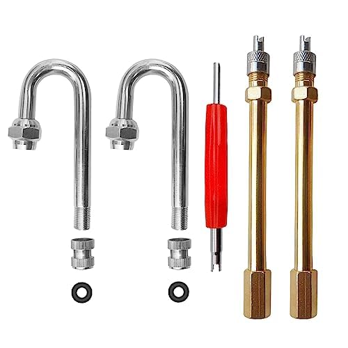 5Pcs Dually Valve Stem Extenders Heavey Duty 180 Degree And Straight Metal Dual Wheel Valve Stem Extensions For Truck Tires Rv T