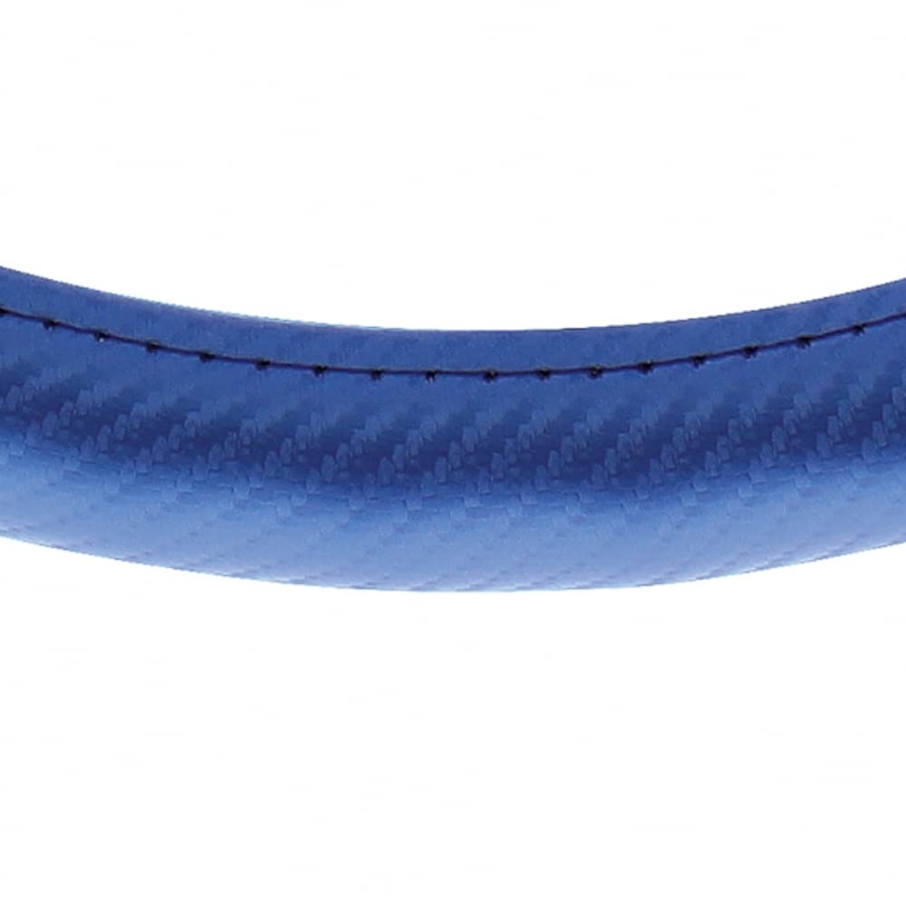 United Pacific 70408 18&quot; Carbon Fiber Pattern Steering Wheel Cover, Engineered Leather Construction, Large Grip – ONE Steering Wheel Cover – Black/Blue Carbon Fiber