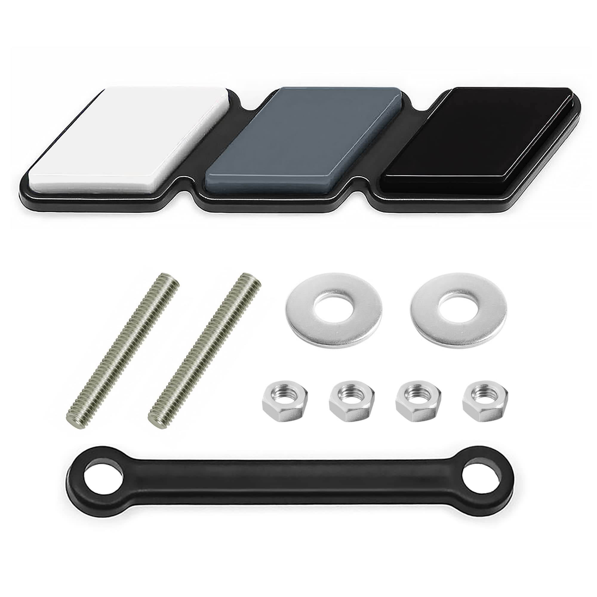 Tri-Color Grille Badge Emblem Decoration Accessories Car Truck Label Fit For Tacoma 4Runner Tundra Sequoia Rav4 Highlander (White, Gray, Dark Gray)