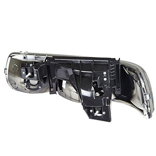 Dna Motoring Hl-Oh-Cs99-4P-Bk-Ab Black Amber Headlights Compatible With 99-02 Silverado 00-06 Suburban / Tahoe Bottom Bumper Lights Fit Oe Grill