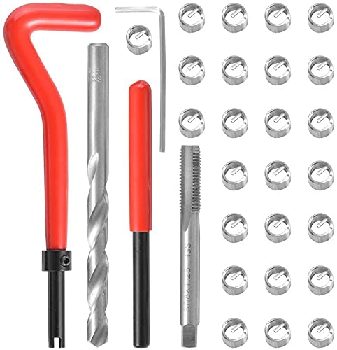 Rocaris 30 Pcs Thread Repair Kit, M6 X 1Mm Thread Repair Insert Kit Compatible Hand Tool Set For Auto Repairing